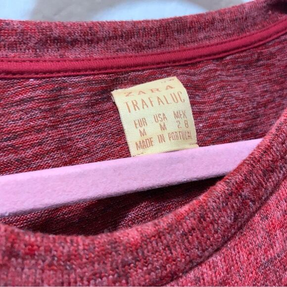 Zara Trafaluc top red knit short sleeves made in Portugal size M - Picture 3 of 4